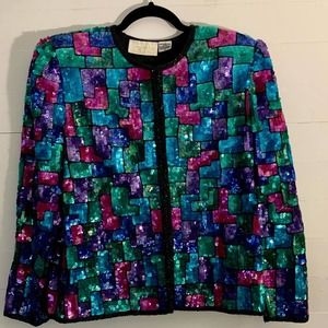 Vintage Cache  Multicolor Sequin Jacket Medium